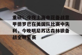 Kaiyuan开元包含重磅！今夜上海申花备战意甲德罗巴在美国队比赛中失利，今晚明尼苏达森林狼备战全明星赛的词条